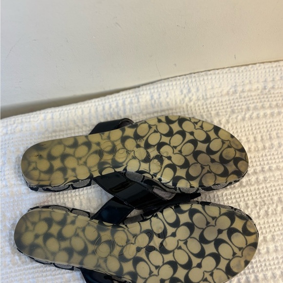 Coach Black & Silver Signature Print Sandals w/ Bow Accent - Picture 7 of 7